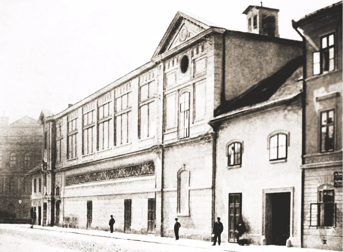 Divadlo na Veveří z pohledu směrem k dnešnímu Žerotínovu náměstí