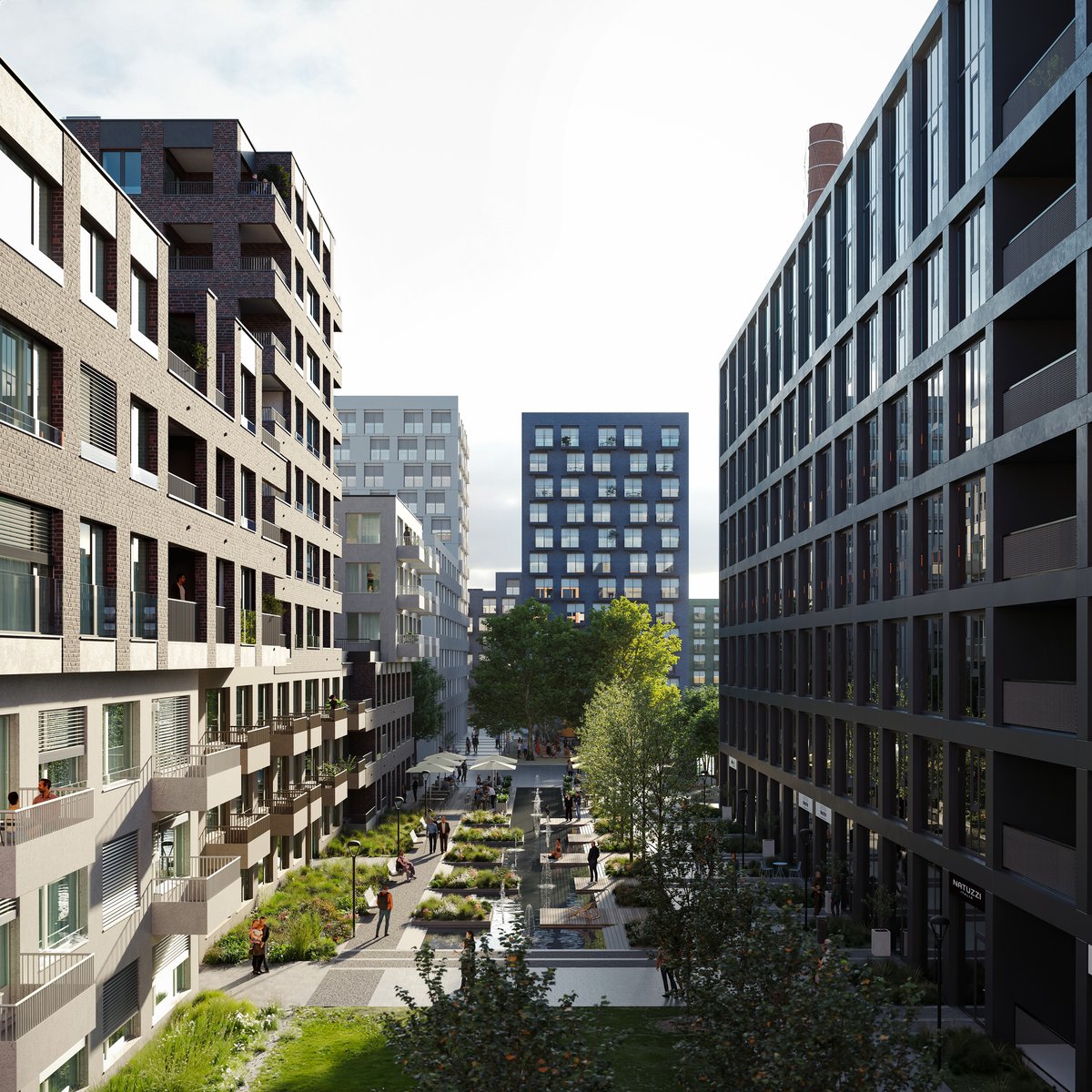 Čtvrť propojí zelená promenáda s vodními prvky