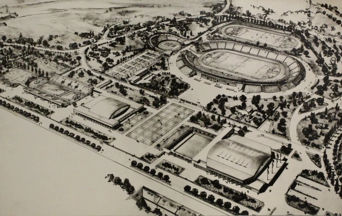 Původní projekt sportovního areálu za Lužánkami od Bohumila Fialy.