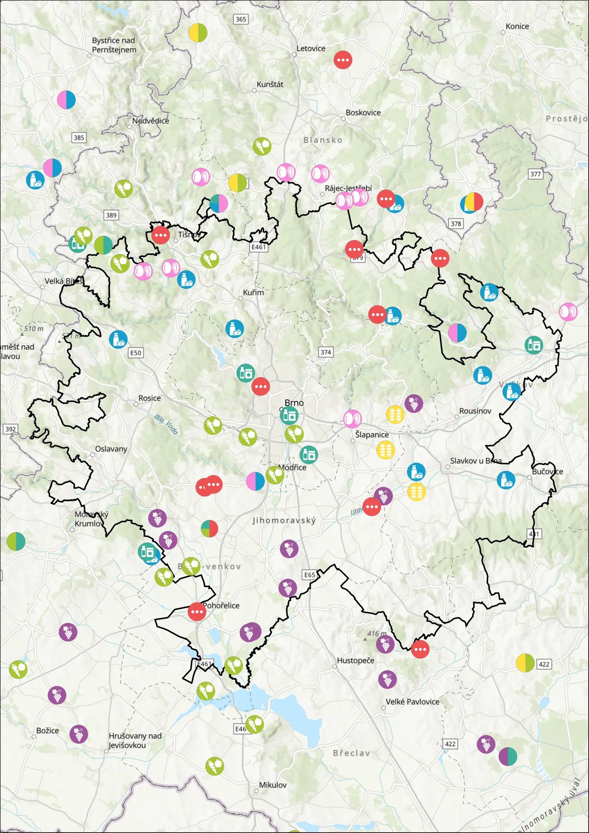 Mapová aplikace Farmáři z regionu