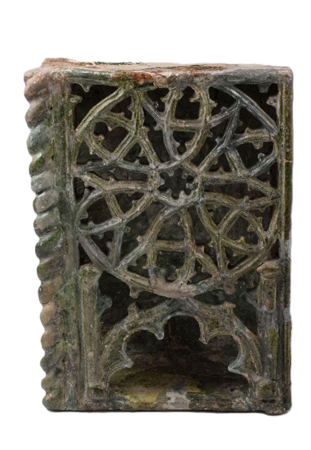 Ornamentálně zdobené kachle z hradních kamen představují vrchol pozdněgotického řemesla.