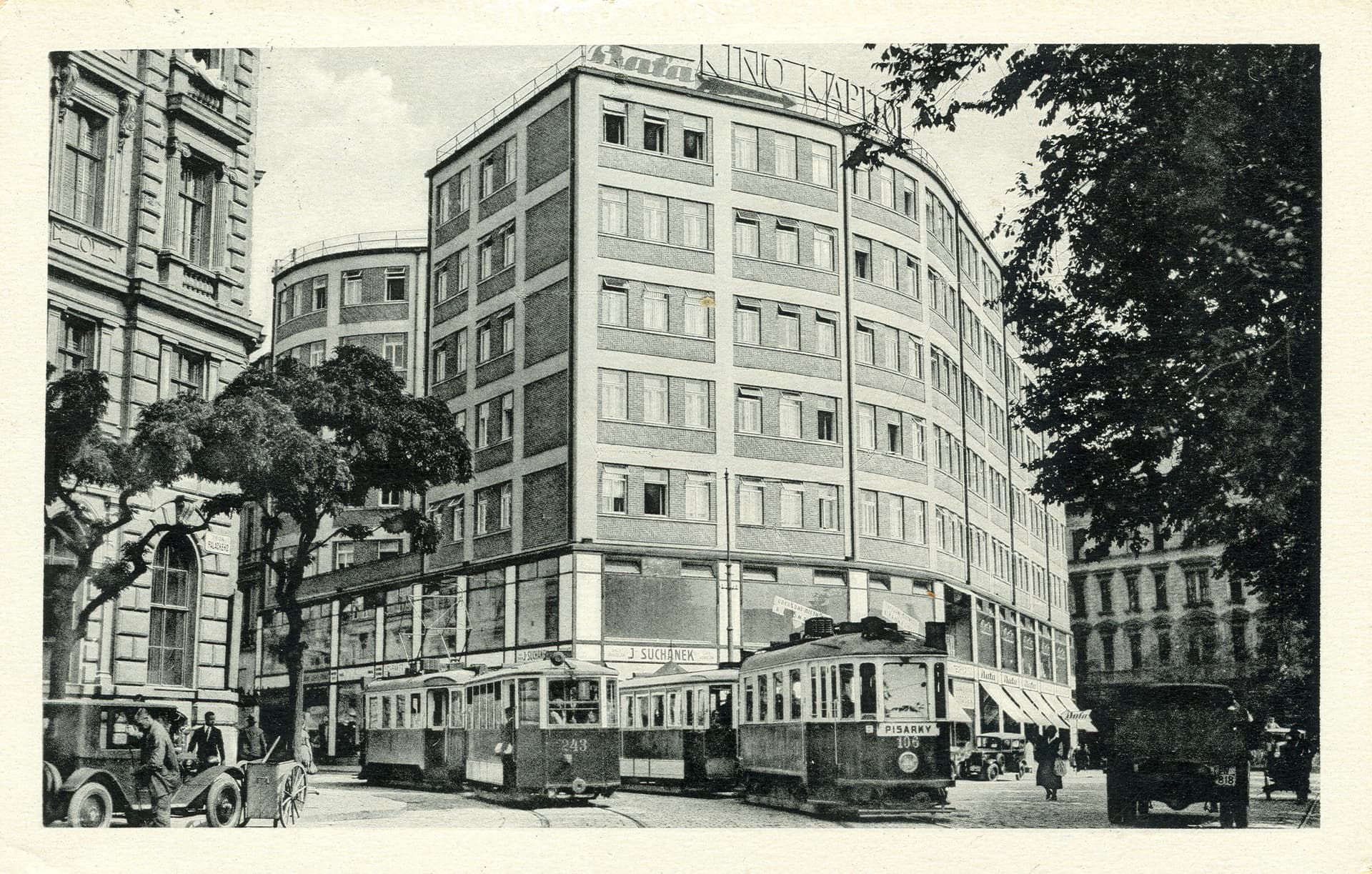Palác Morava, pohled z dnešní Benešovy ulice