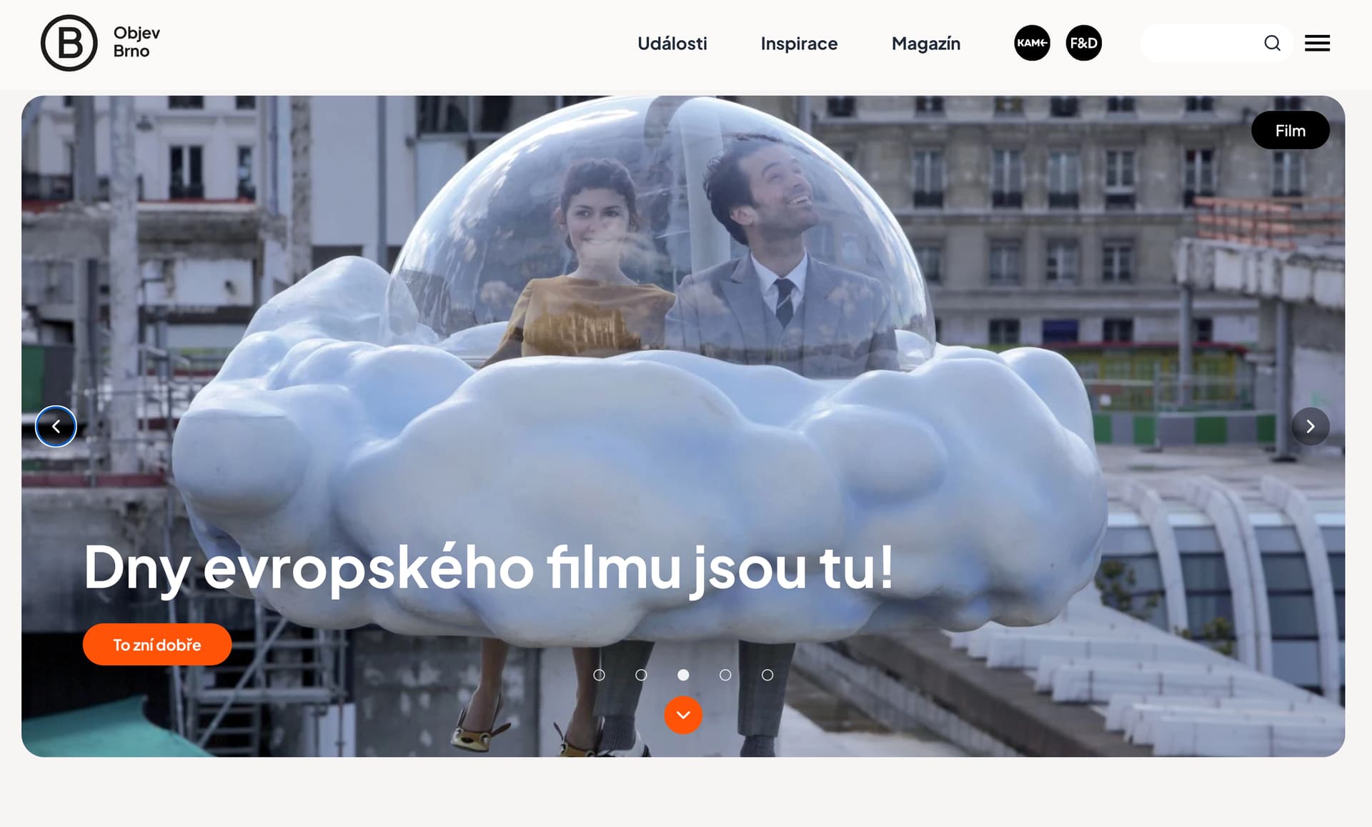 Náhled Home Page portálu Objev Brno