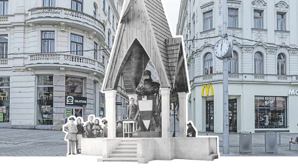 Kam se poděl Wehrmann? Dřevěný rytíř stával na Svoboďáku a byl plný hřebíků