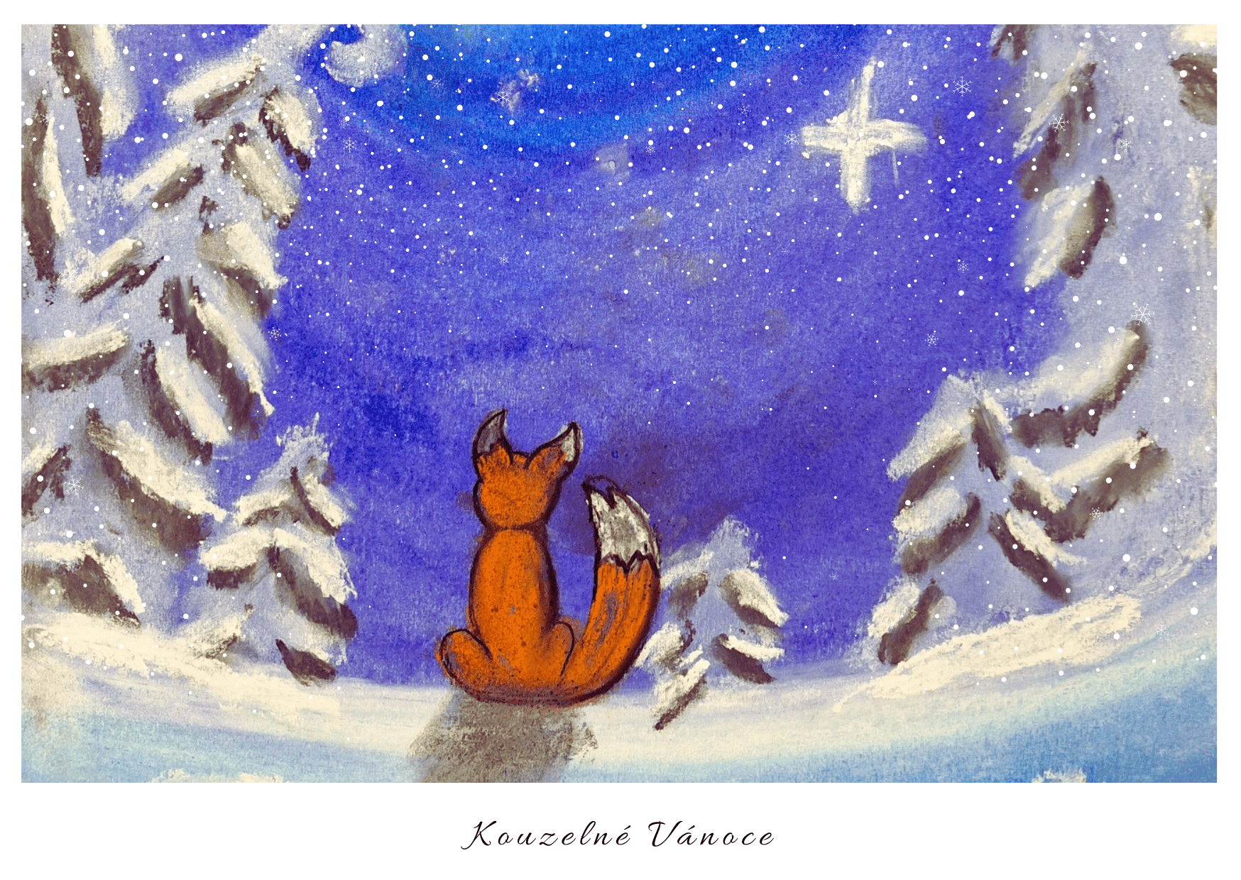 Pohlednice namalovaná dětmi v ateliéru ArteSvět.