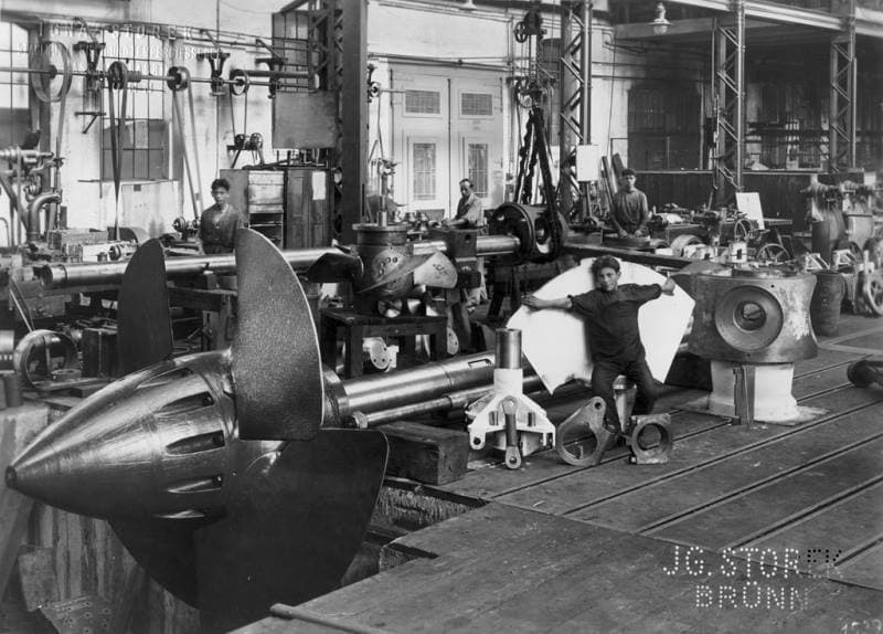 První Kaplanovu turbínu vyrobili ve firmě Ignáce Storka v Brně roce 1919.