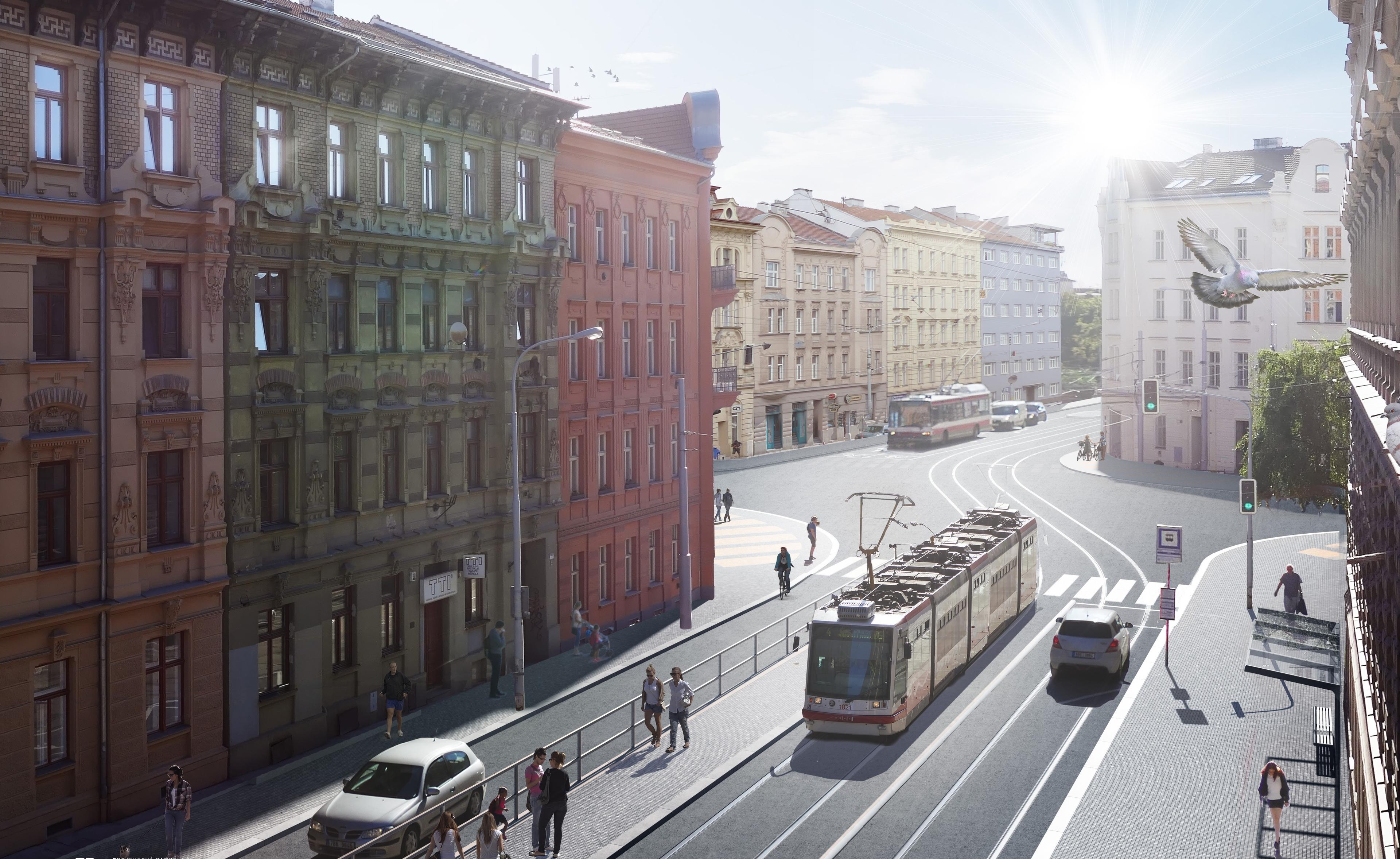 Vizualizace Údolní po rekonstrukci