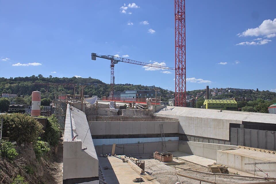 Dvorecký most při výstavbě