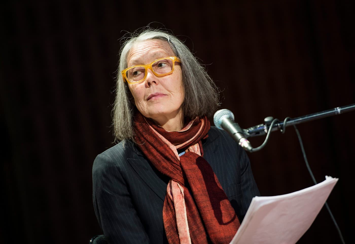 Kanadská básnířka Anne Carsonová, laureátka Nobelovy ceny za literaturu za rok 2026, přednese své dílo „Antigonick“ v umělecké galerii Moderna Museet ve Stockholmu