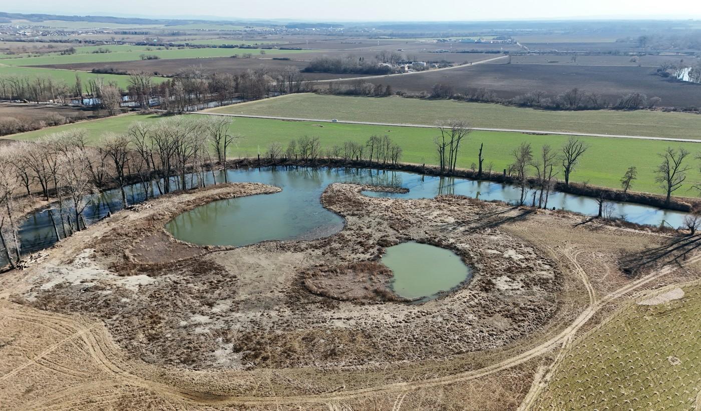 Obnovené mrtvé rameno řeky Moravy v Nových Sadech v Olomouci, které je od loňského podzimu součástí protipovodňových úprav v této části města, se kvůli tání sněhu a následnému zvýšení hladiny zaplnilo vodou. Napojilo se tak do říčního systému na jihu města a pomáhá odvádět zvýšený průtok vody.
