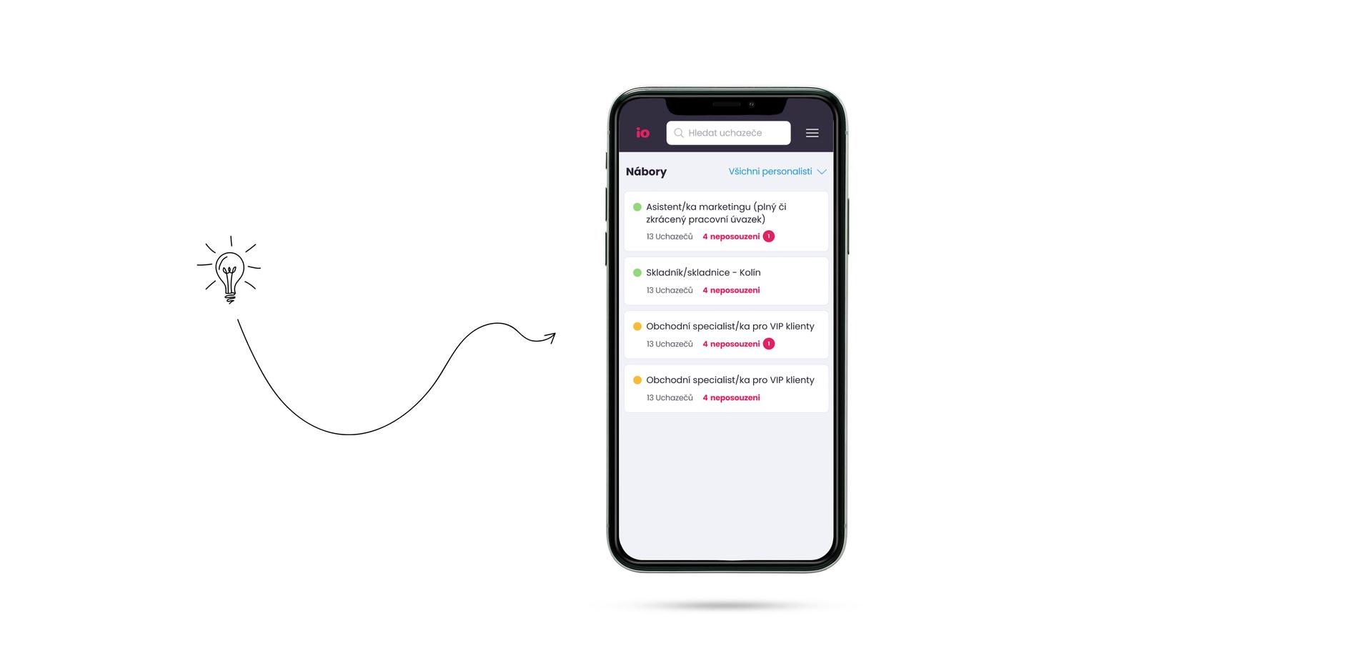 Nábory v mobilní aplikaci Teamio