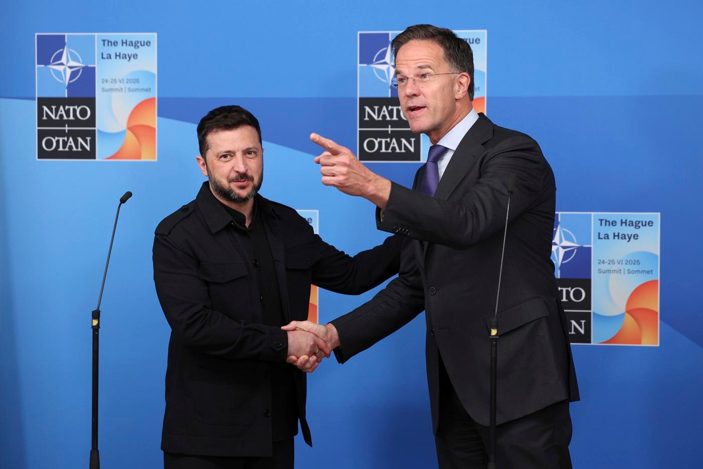 Generální tajemník NATO Mark Rutte po schůzce s prezidentem Volodymyrem Zelenským Generální tajemník NATO Mark Rutte po schůzce s prezidentem Volodymyrem Zelenským