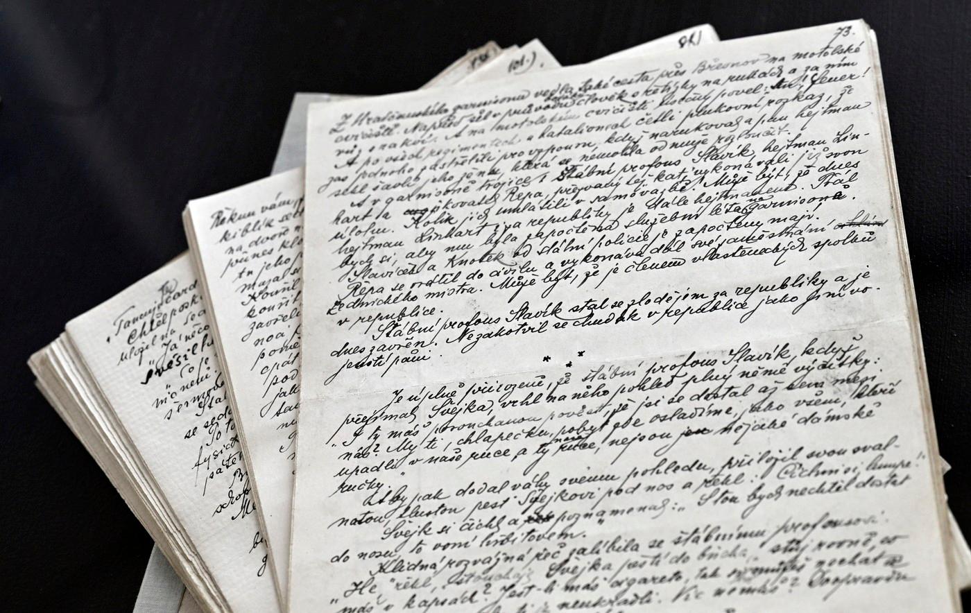 Část rukopisů knihy Osudy dobrého vojáka Švejka