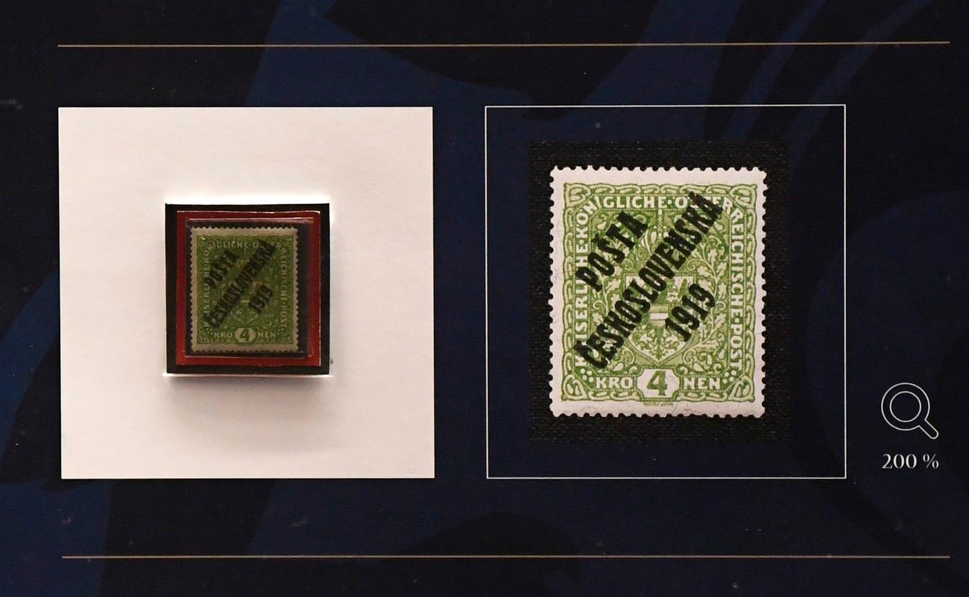 Vzácná rakouská čtyřkoruna na žilkovaném papíru.