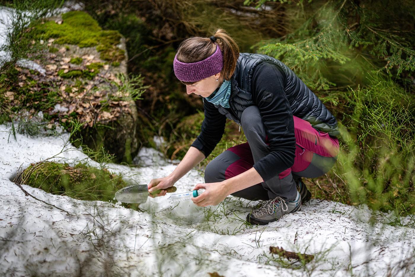 Eva Hejduková z Přírodovědecké fakulty Univerzity Karlovy zkoumá jev tzv. sněžných květů způsobený sněžnými řasami