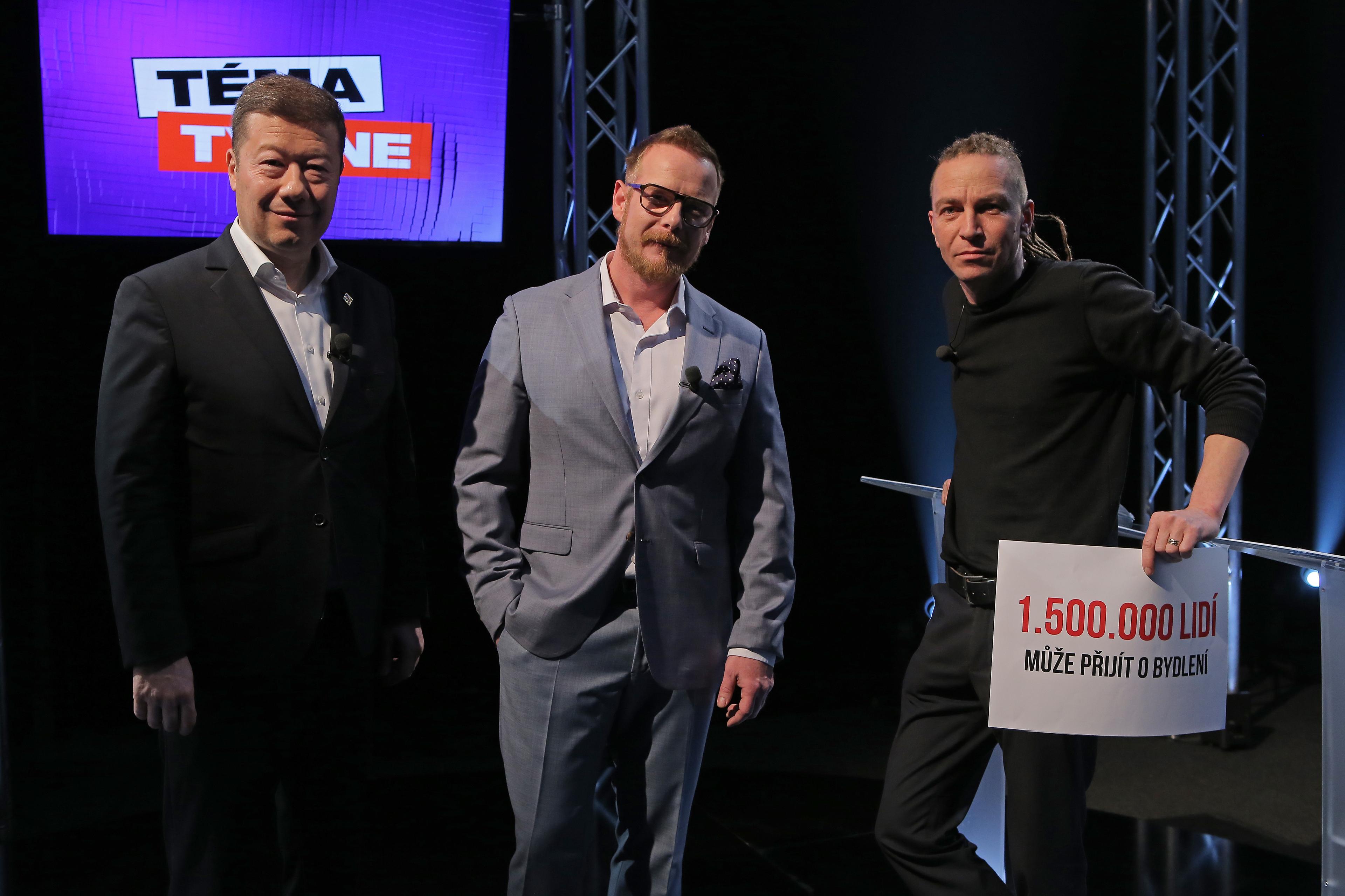 Tomio Okamura (SPD), Vladimír Pinker (bezpartijní), Ivan Bartoš (Piráti)